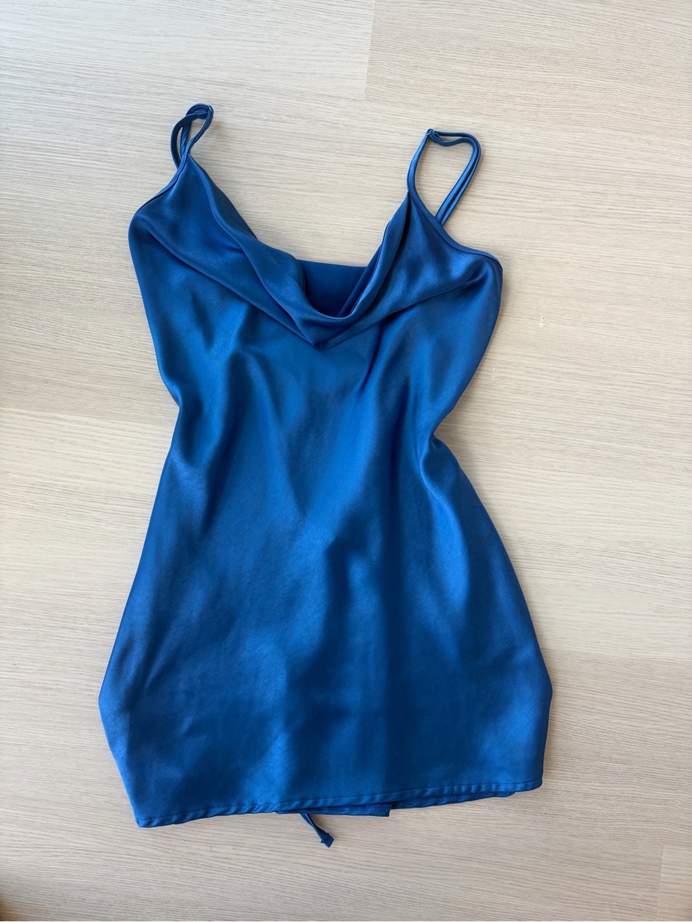 Motel Rocks Royal Blue Satin Cowl Neck Camisole Dress